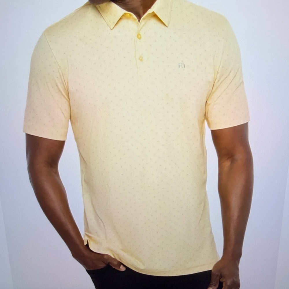 Travis Mathew Men's Short Sleeve Polo Shirt - Pale Yellow no logo
